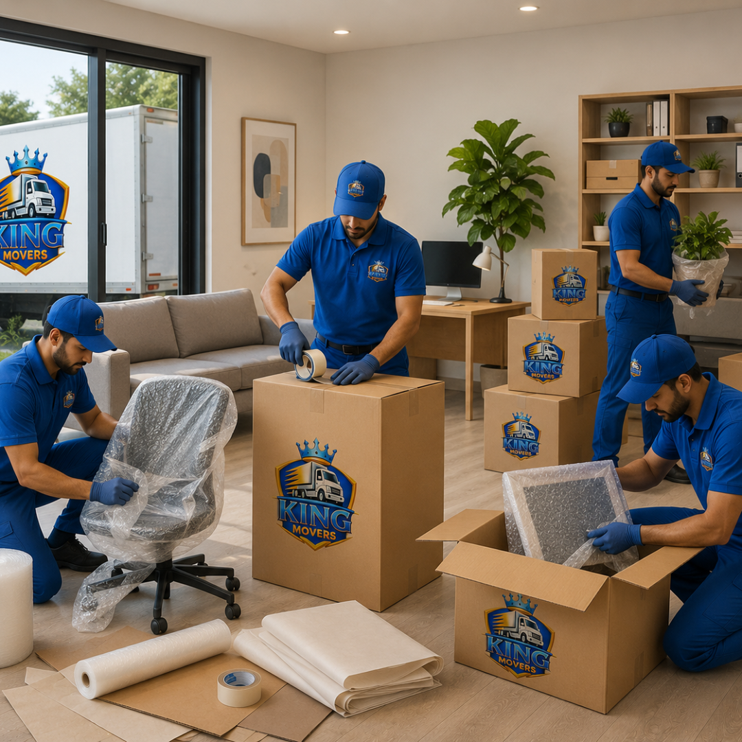 Professional packing with bubble wrap by King Movers