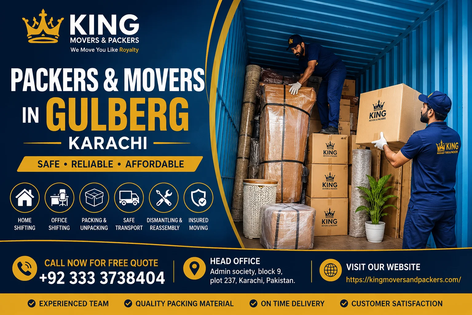 Packers and Movers in Gulberg Karachi Professional Relocation Services by King Movers and Packers